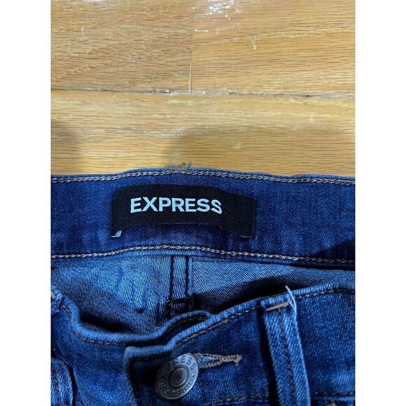 Express Women's Jeans Size 2 R Blue Mid Rise Stretch Legging Distressed - Picture 3 of 11